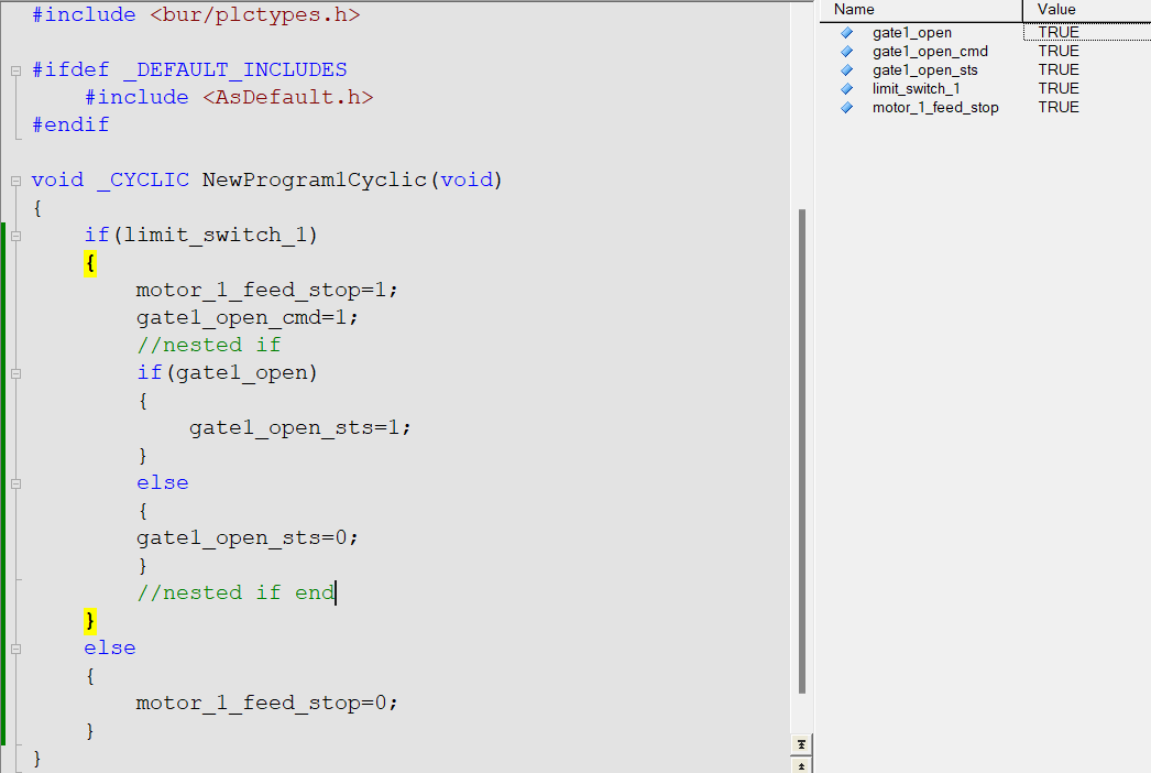 B&R Automation Studio Nested if else statements In ANSI C